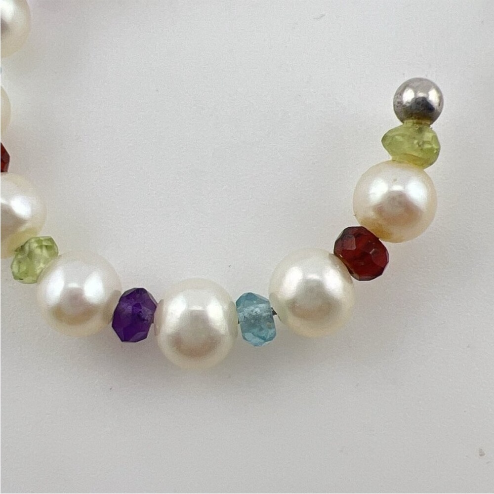 Honora “As Is” White Pearl & Multi-Gemstone 1-1/4” Hoop Earrings - Picture 5 of 14